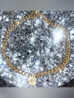Michael Kors Gold Chain Necklace with Square Charm